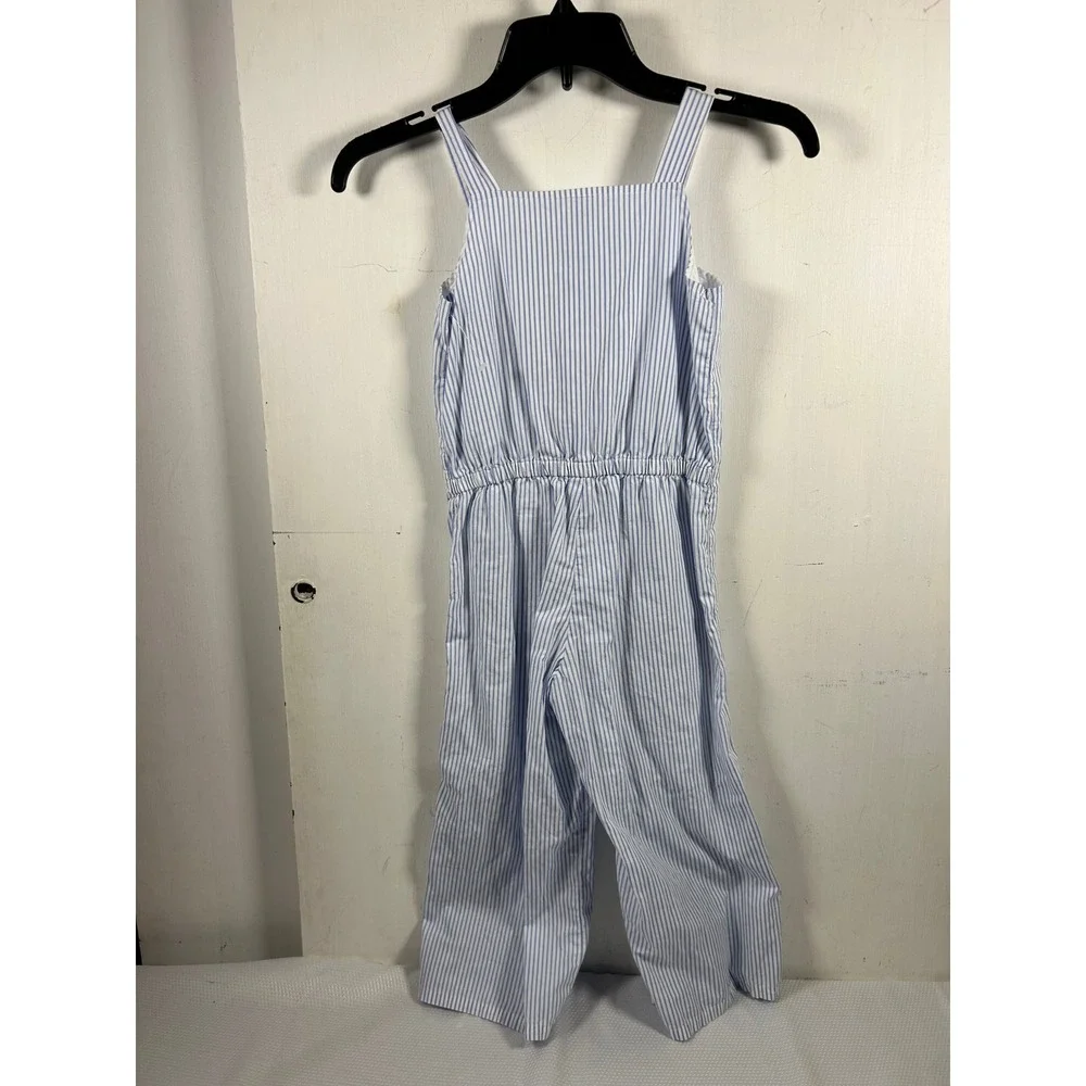 Gymboree‎ Jumpsuit Size 7 Blue Pinstripe Cotton Wide Leg Kids Girl